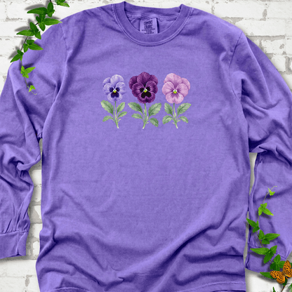 Vintage Pansies Long Sleeve T-Shirt