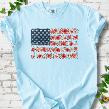 Patriotic Floral Flag T-Shirt