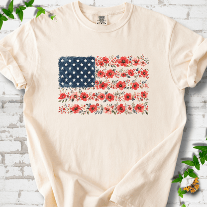 Patriotic Floral Flag T-Shirt