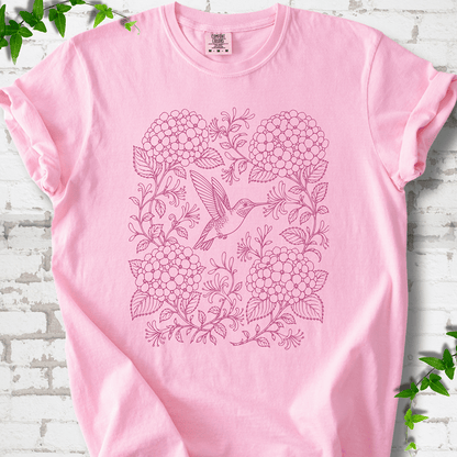 Hydrangea Hummingbird  T-Shirt