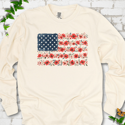 Patriotic Floral Flag LS T-Shirt