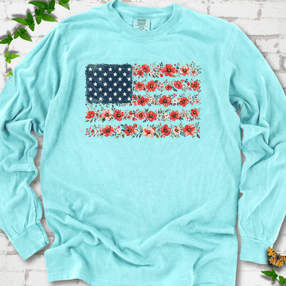 Patriotic Floral Flag LS T-Shirt